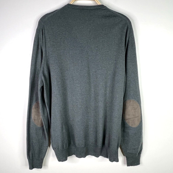 Hackett London Mens Size XL Green Merino Silk Cashmere Blend V Neck Sweater - Picture 2 of 7